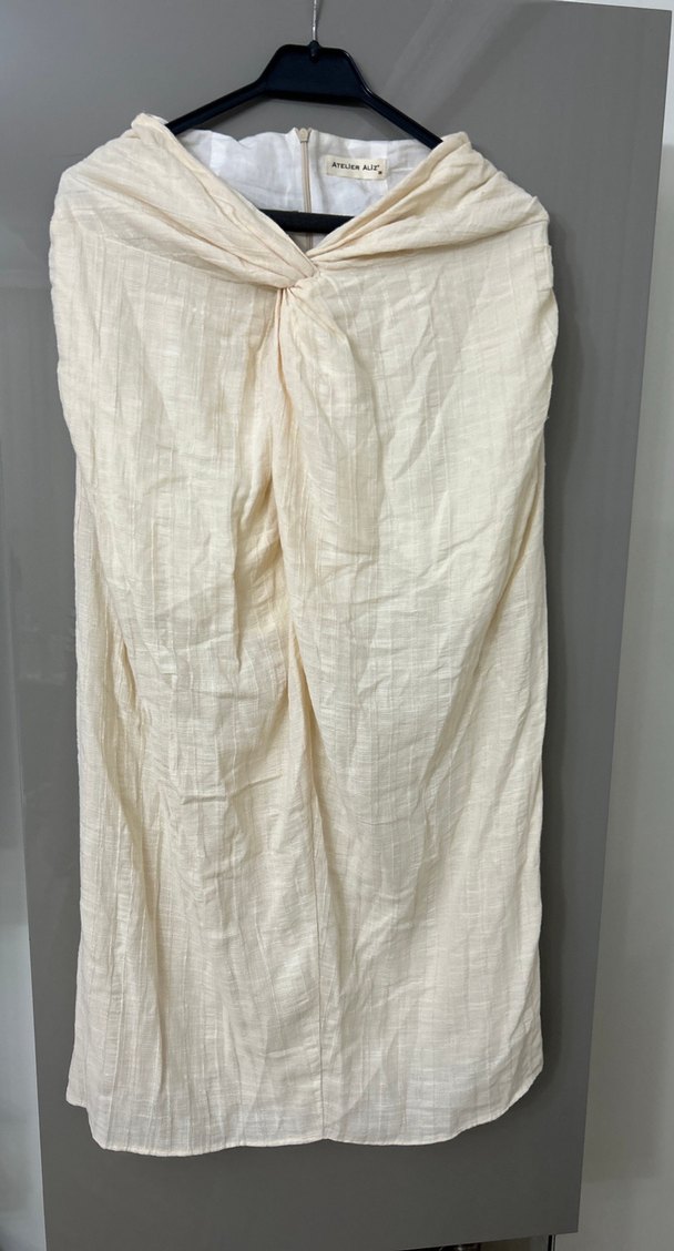 Bej Keten Uzun Salaş Etek - Görsel 2