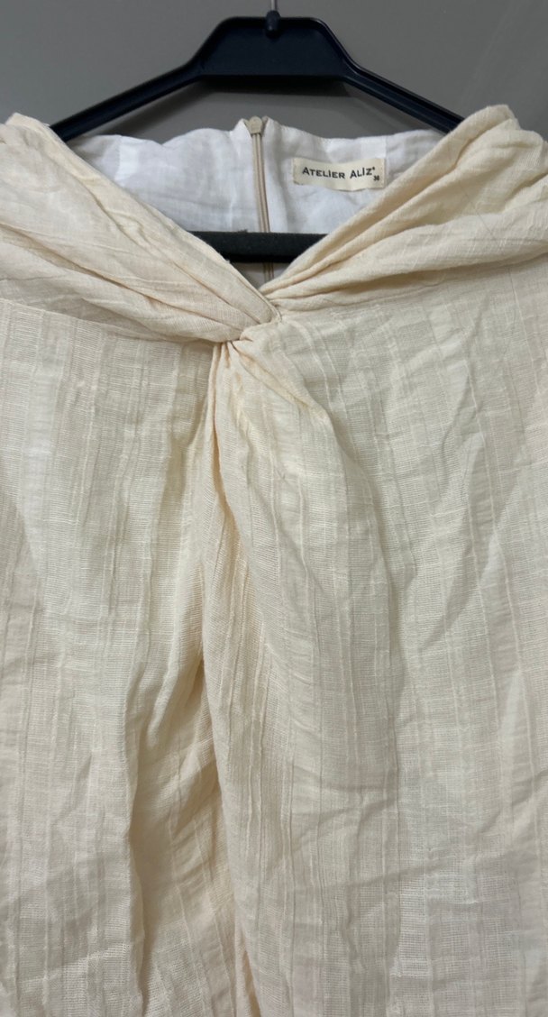 Bej Keten Uzun Salaş Etek - Görsel 3