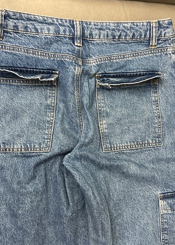 Kadın Mavi Bol Kesim Midi Kot Pantolon - Görsel 11