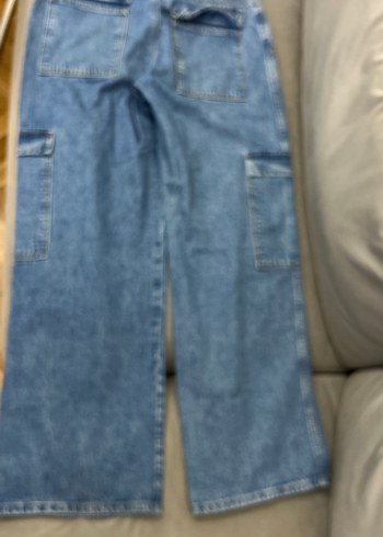 Kadın Mavi Bol Kesim Midi Kot Pantolon - Görsel 10