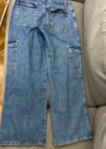 Kadın Mavi Bol Kesim Midi Kot Pantolon - Görsel 9