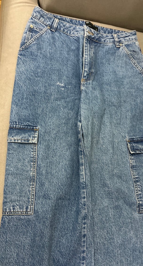 Kadın Mavi Bol Kesim Midi Kot Pantolon - Görsel 3