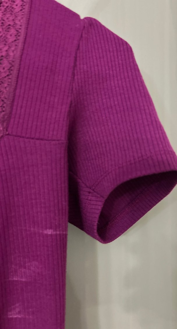 Dantelli V Yaka Mor  vıntage Kadın Bluz - Görsel 5