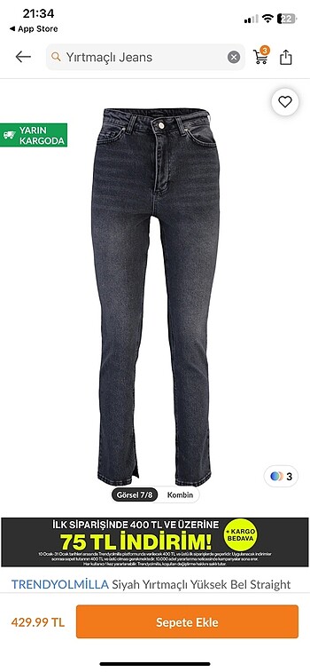 s Beden gri Renk Trendyol milla meşhur jeans