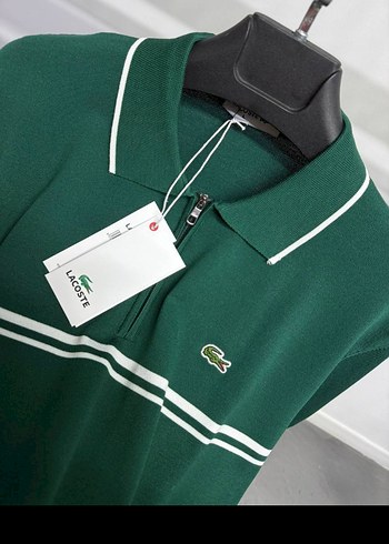 Lacoste Erkek Yeşil Fermuarlı Polo Tişört - Görsel 3