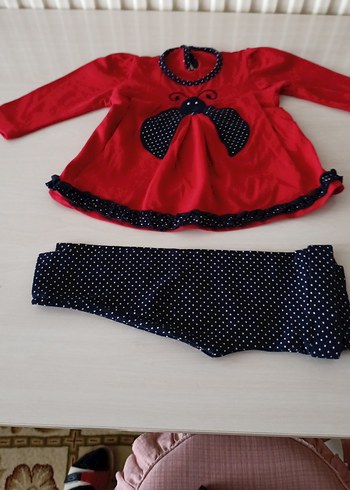 Kız Bebek Puantiyeli Fırfırlı Uzun Kollu Takım - Görsel 2