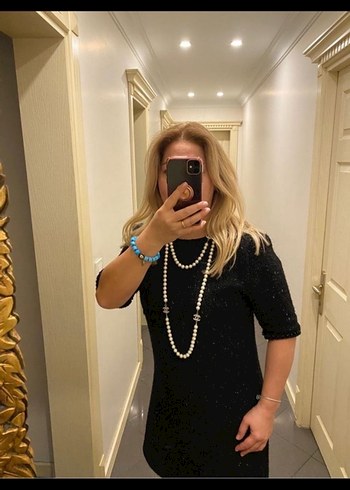 Mudo Siyah Boncuklu Midi Kadın Kolye - Görsel 5