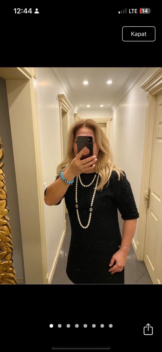 Mudo Siyah Boncuklu Midi Kadın Kolye - Görsel 5