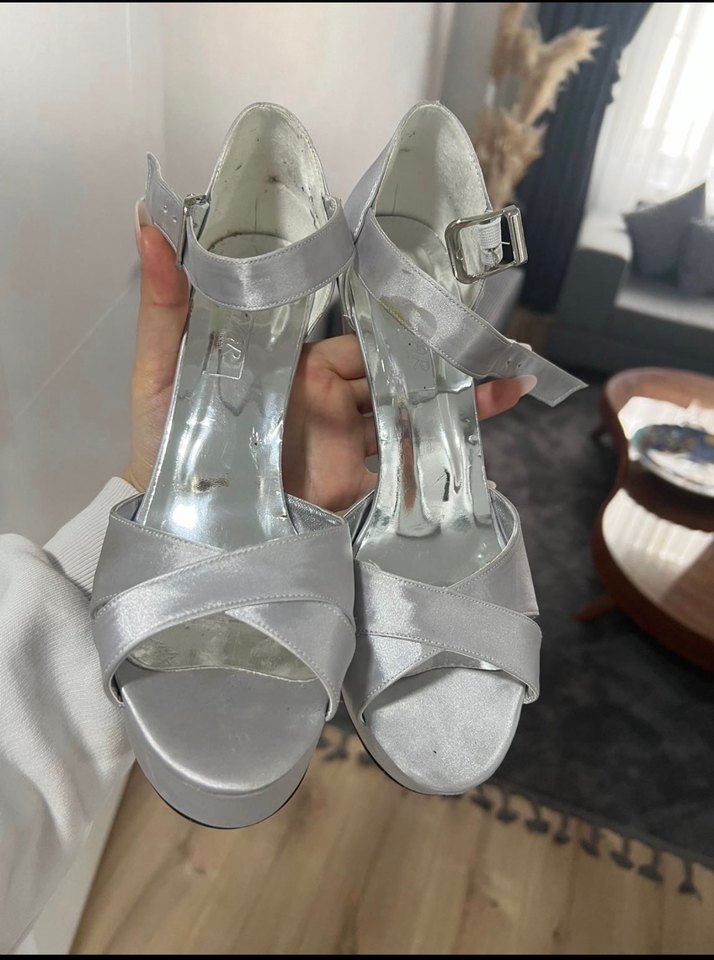 Gri Platform Topuklu Kadın Abiye Ayakkabı - Görsel 2