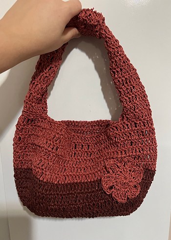 Bordo Örgü Kadın Çanta - Görsel 2