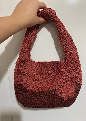 Bordo Örgü Kadın Çanta - Görsel 4