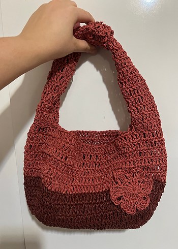 Bordo Örgü Kadın Çanta - Görsel 3