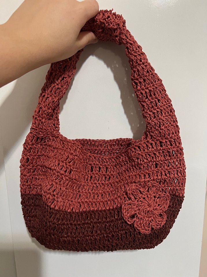 Bordo Örgü Kadın Çanta - Görsel 2
