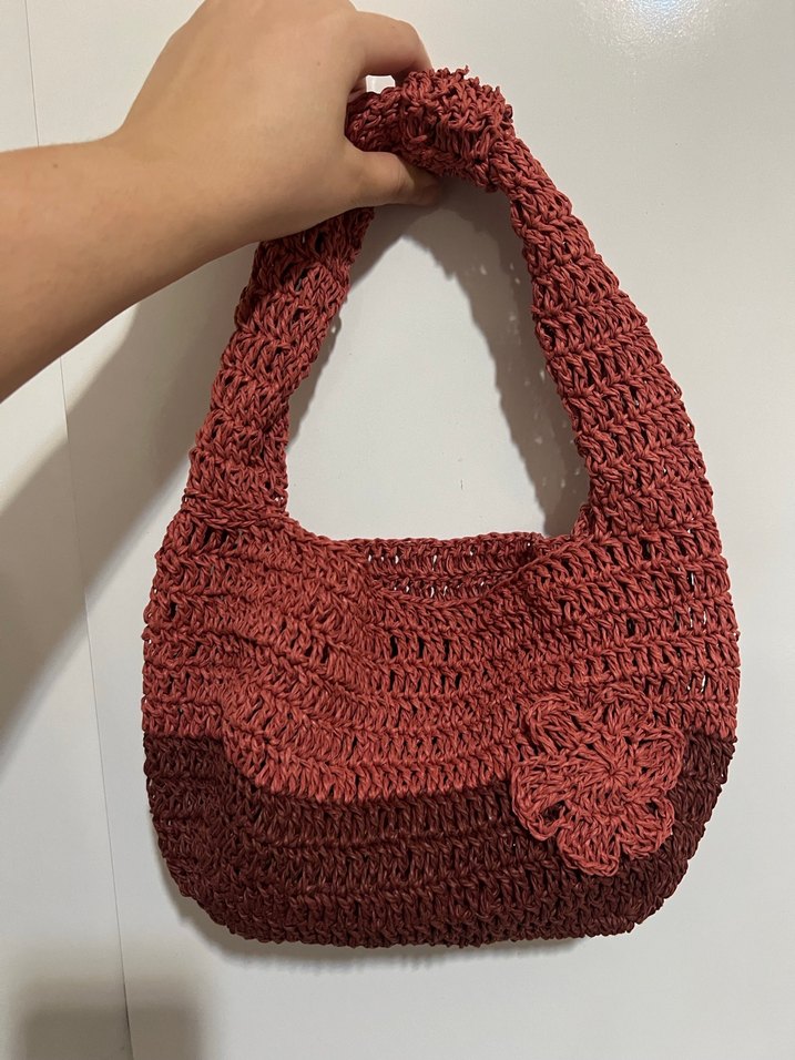 Bordo Örgü Kadın Çanta - Görsel 4