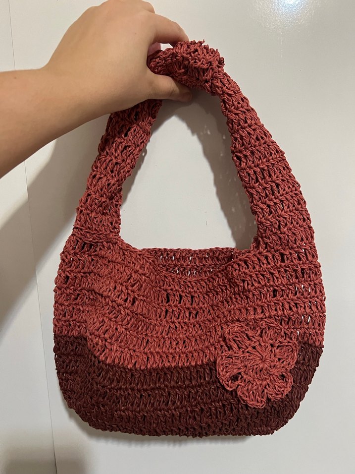 Bordo Örgü Kadın Çanta - Görsel 3