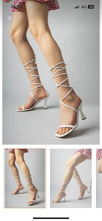 Beyaz topuklu ayakkabı - Görsel 3