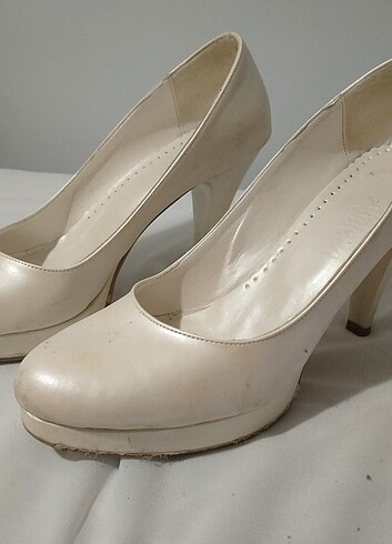 Krem yüksek topuklu abiye ayakkabısı - Görsel 2
