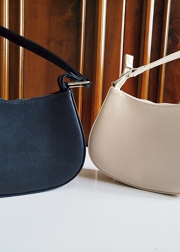 Bej siyah Deri Kadın Çanta - Görsel 3