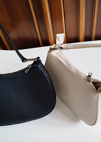 Bej siyah Deri Kadın Çanta - Görsel 4