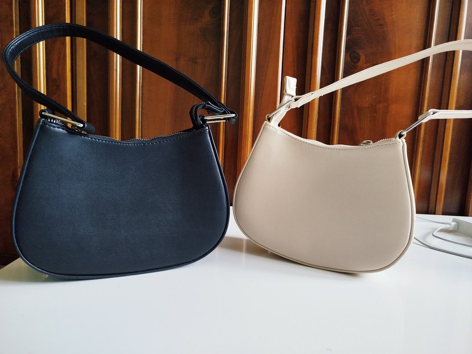 Bej siyah Deri Kadın Çanta - Görsel 3