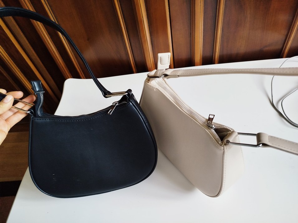 Bej siyah Deri Kadın Çanta - Görsel 4