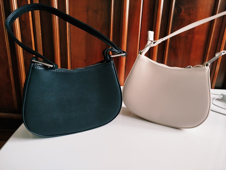 Bej siyah Deri Kadın Çanta - Görsel 2