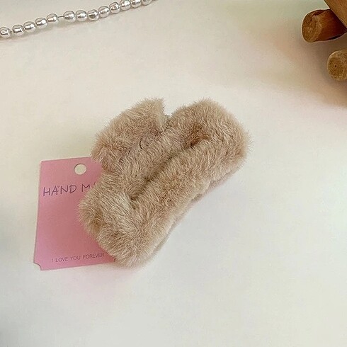 Peluş mandal toka vizon renk