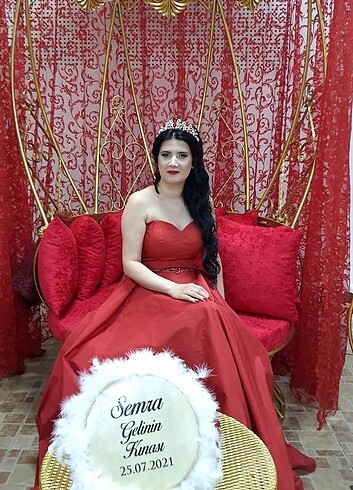 m Beden kırmızı Renk Kına Elbisesi 