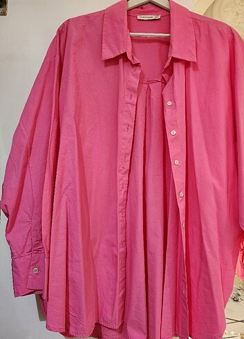 Pembe renkli uzun kollu gömlek