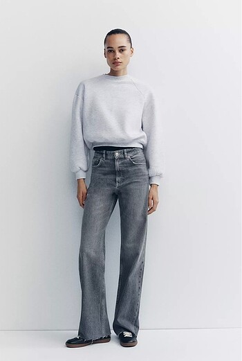 40 Beden ZARA WİDE LEG GRİ JEAN
