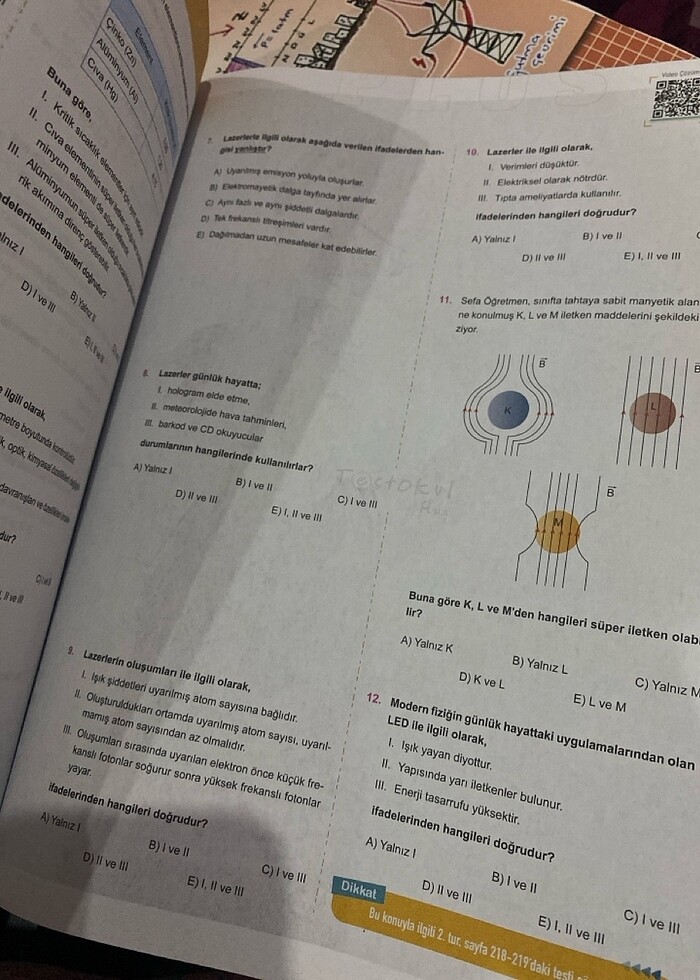Ayt fizik testokul soru bankası - Görsel 4