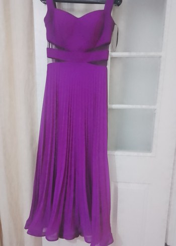 Mor Pilili Uzun Abiye Elbise - Görsel 7