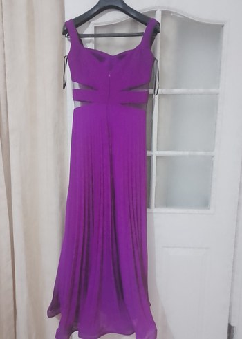 Mor Pilili Uzun Abiye Elbise - Görsel 5