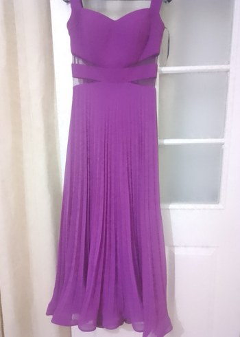 Mor Pilili Uzun Abiye Elbise - Görsel 14