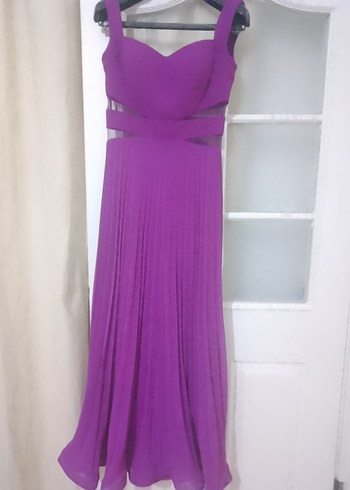 Mor Pilili Uzun Abiye Elbise - Görsel 13