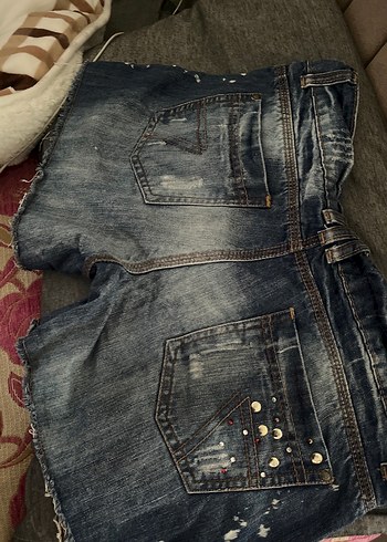 Kadın Koyu Mavi Mini Denim Şort - Görsel 2