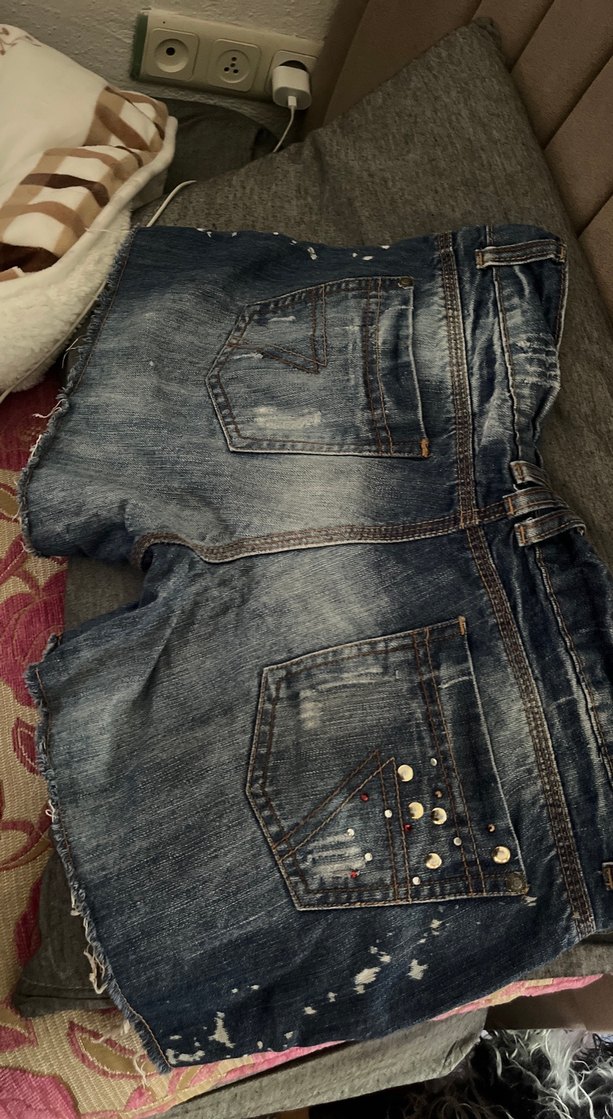 Kadın Koyu Mavi Mini Denim Şort - Görsel 2