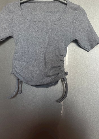 Gri Kısa Kollu Hamile Tişörtü - Görsel 2