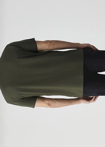 Khaki Regular Fit Bisiklet Yaka Tişört - Görsel 2