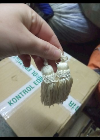 Bordo İşlemeli Bohem Perde Püskülü - Görsel 2