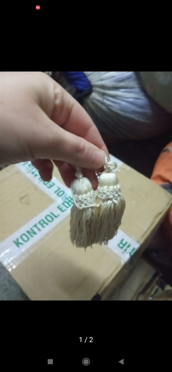 Bordo İşlemeli Bohem Perde Püskülü - Görsel 2