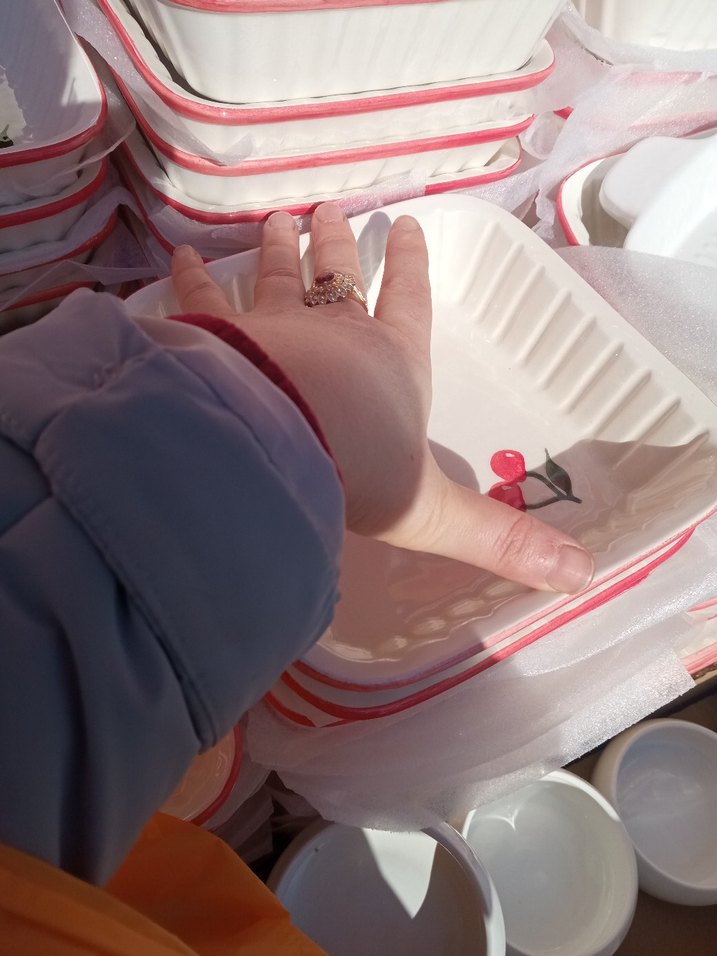 Kiraz desenli beyaz seramik kase - Görsel 5