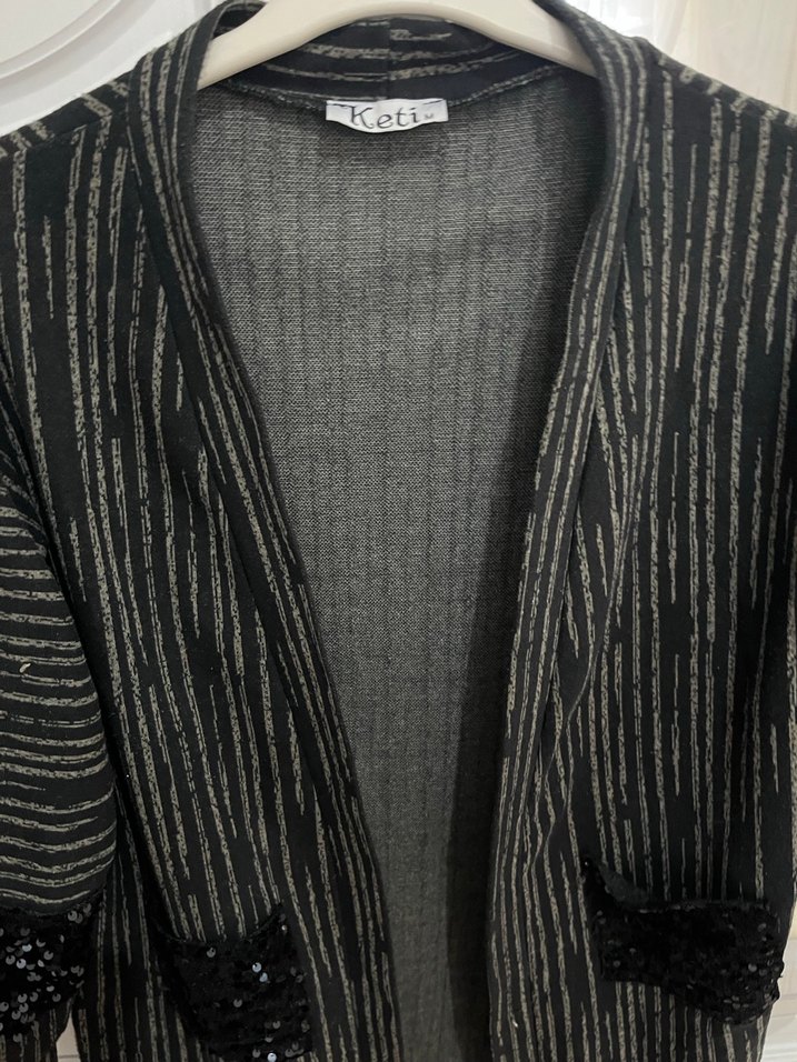 Düğmeli Gri Desenli Uzun Kadın Kaban - Görsel 2