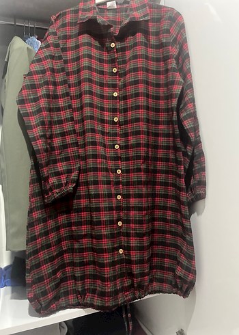 Düğmeli Kırmızı Kareli Rahat Gömlek - Görsel 3