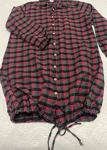 Düğmeli Kırmızı Kareli Rahat Gömlek - Görsel 2