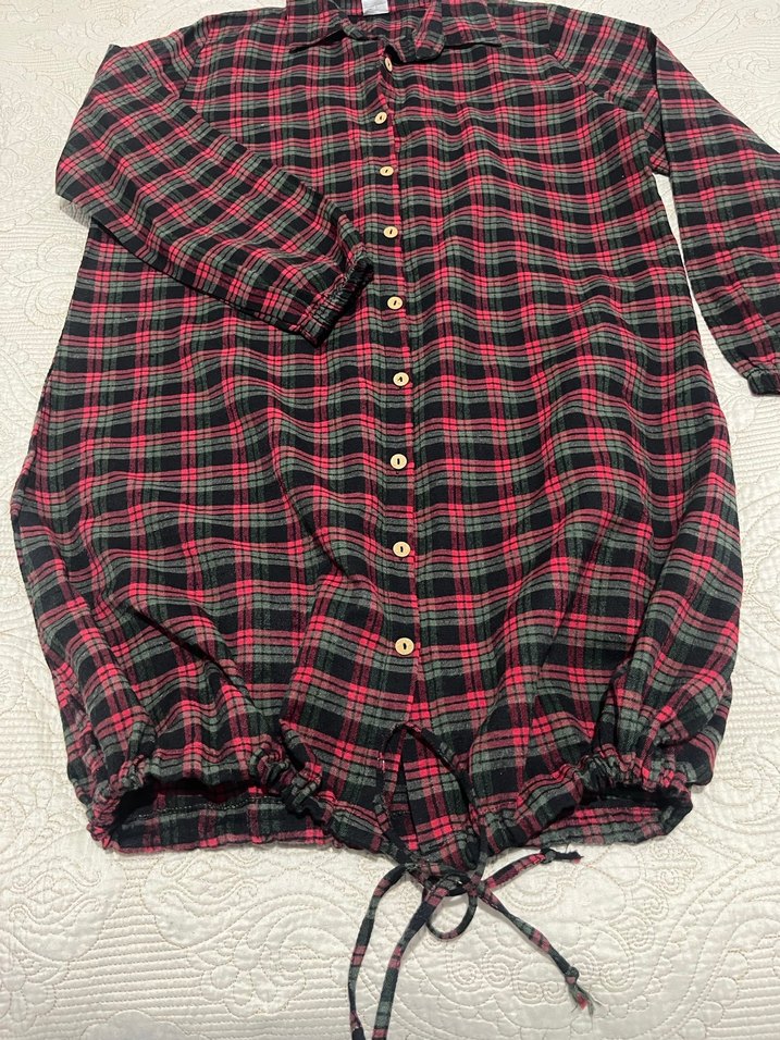 Düğmeli Kırmızı Kareli Rahat Gömlek - Görsel 2