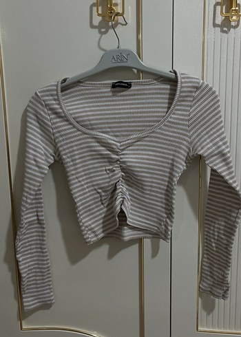 Bej Çizgili Bluz - Görsel 5