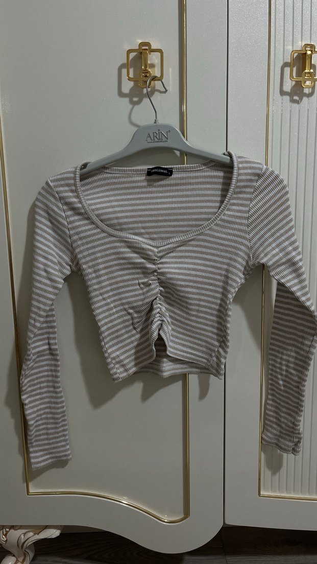 Bej Çizgili Bluz - Görsel 5