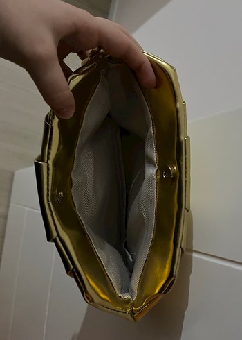 Altın Renkli Pilili Deri Kadın abiye Çanta - Görsel 2