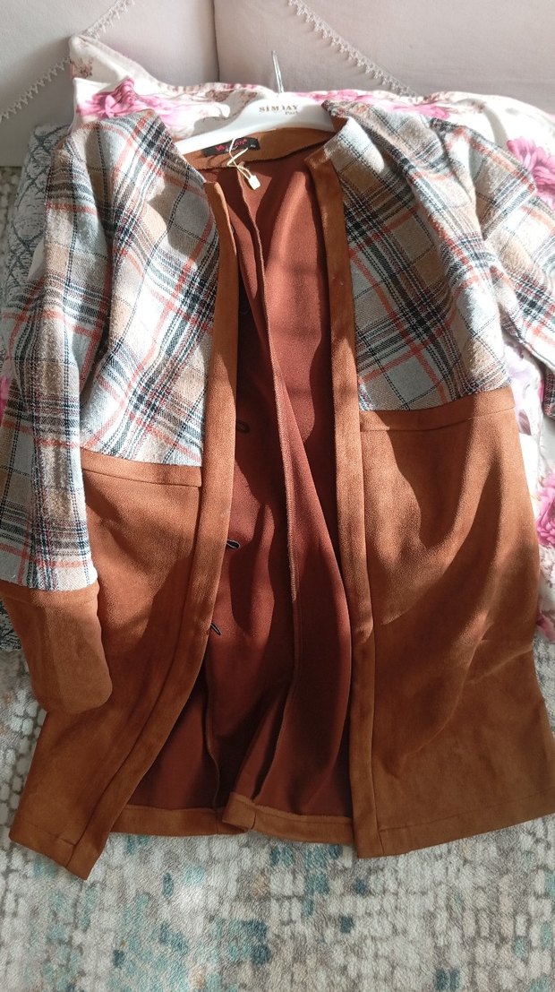 Düğmeli Uzun Süet Kadın Kaban - Görsel 2